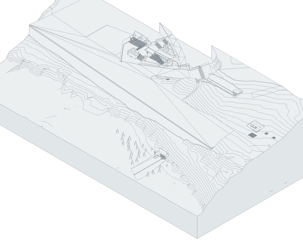Kağıthane S10 — istasyon girişleri ve arazi ilişkisinin gerçek Revit aksonometrisi.