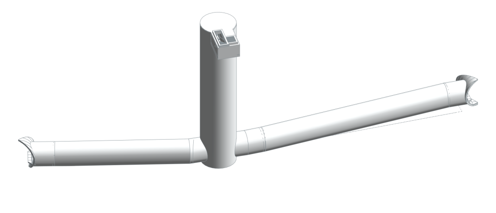 M7/L25 ACK-7: topoğrafya ve çevre gizlenmiş gerçek Revit kaçış şaftı ve bağlantı koridoru aksonometrisi.