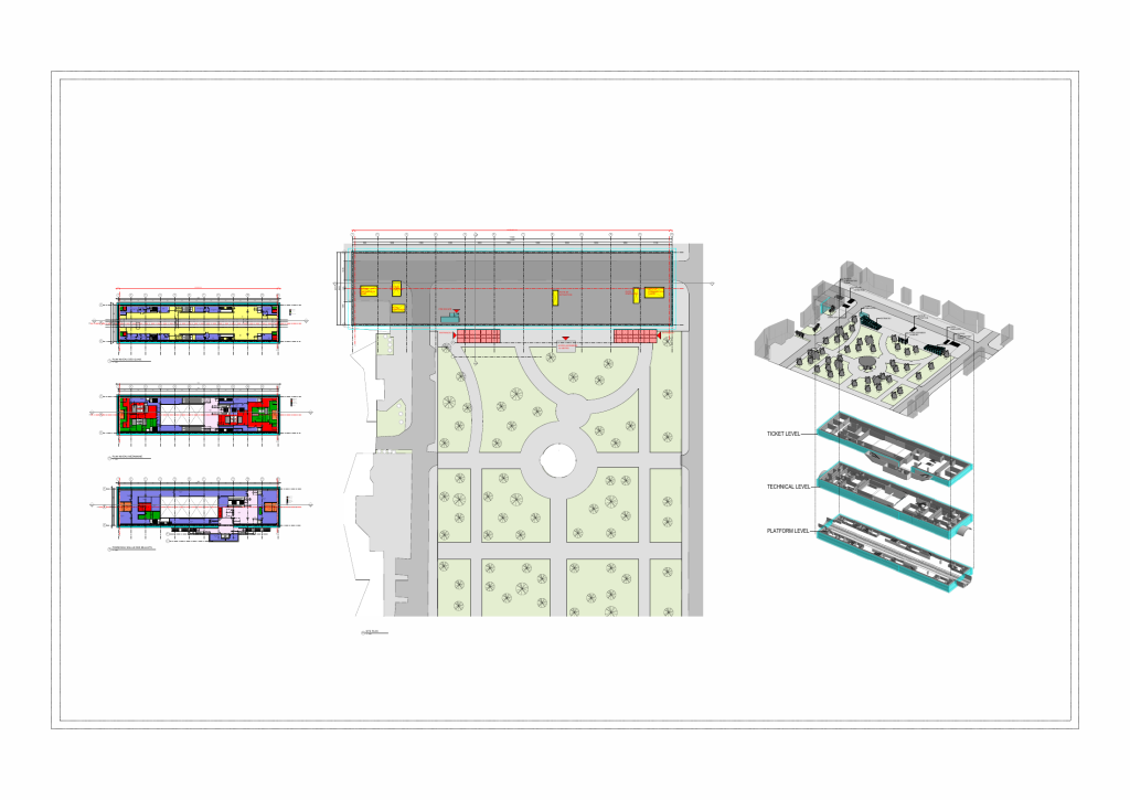 Vaziyet ve istasyon katlarının aksonometrik/3D anlatımı